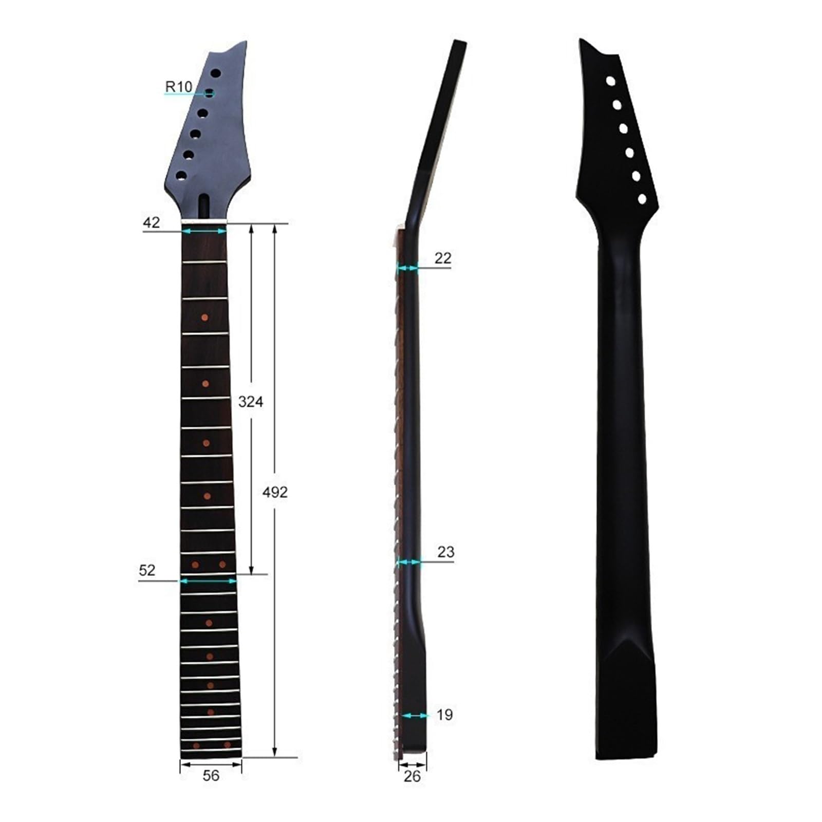 6-Saiter 24-Bund Ahorn Red Dot E-Gitarre Halsgitarre DIY Instrumentenzubehör