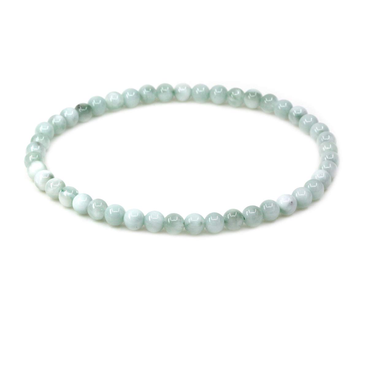 Keleny 4mm Natural Round Beads Gemstones Rock Crystal Stretch Bracelet 7 Inch Unisex