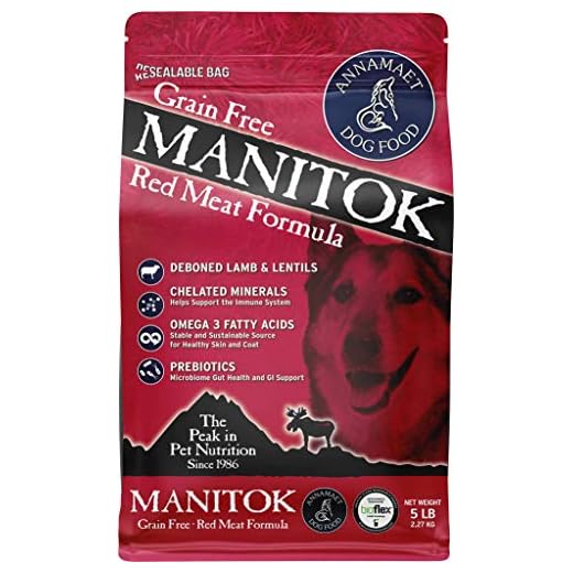 Annamaet Grain-Free Manitok Red Meat Formula Dry Dog Food, (Fresh Lamb), 5-lb bag