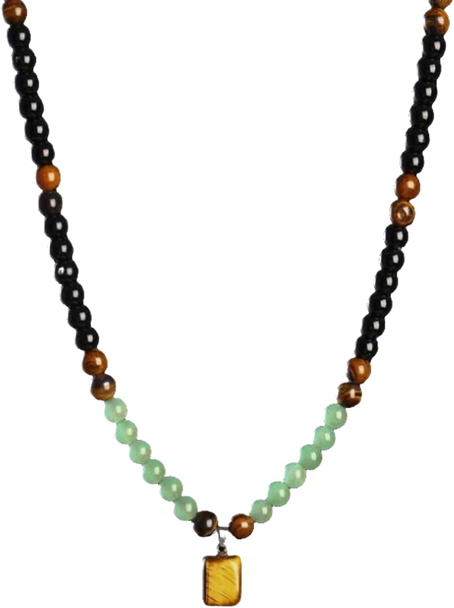 Money Attraction Necklace With GreenAventurine & Tiger Eye Pendant Healing Crystal Stone ,Anniversary, Vacation &Theme Parties Jewelry