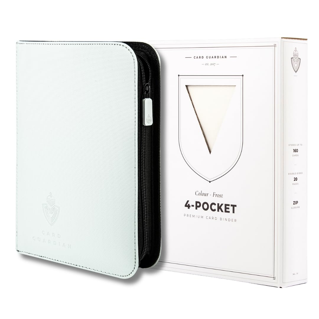 Card Guardian - 4 Pockets Premium Binder | Zip | Space for 160 Cards | Compatible with Magic, Yugioh, Sports Cards (White) โ image 1