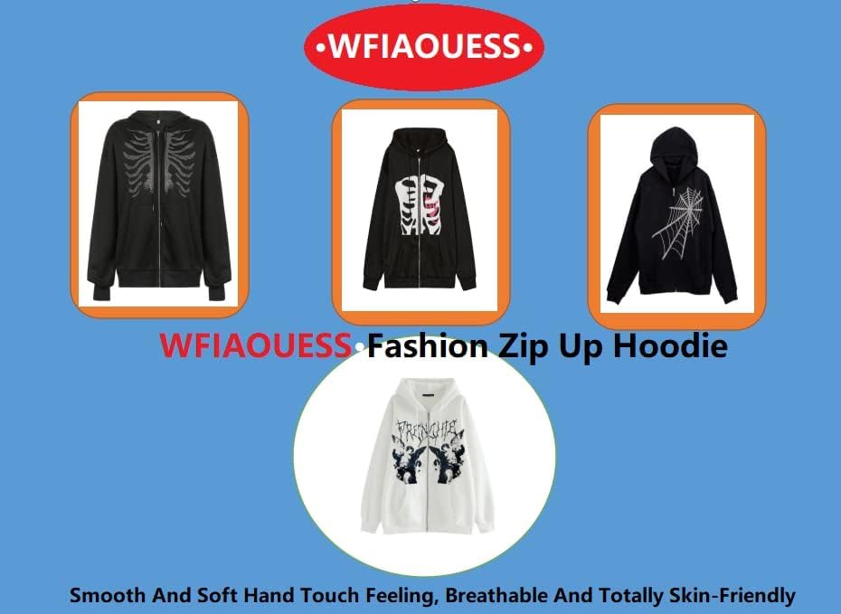 Y2k Skeleton Sweatshirt,Unisex Skeleton Zip Up Hoodie Fashion Vintage Jacket Graphics E-Girl 90s Sweatshirt2