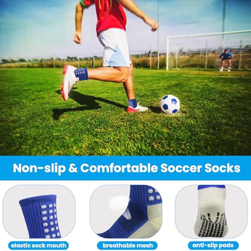 12 Pair Grip Socks Soccer, 12 Colors Non Slip Men Socks Grip Socks Youth Grip Football Socks for Adult2