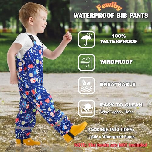 Toddlers Waterproof Rain Bib Pants, Boys Girls Rain Pants Kids Overalls Rain Trousers Lightweight Mud Pants Rainwear2