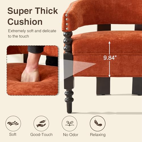 Sillón moderno chenille color rojo miniatura 3