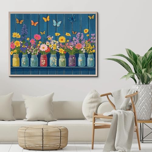 Wildflower Puzzles for Adults 1000 Pieces, Colorful Flower Garden Jigsaw Puzzles, Nature Butterfly Floral Vase Puzzle miniatura 6