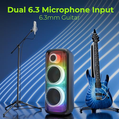 Image of Zebronics 160W Party DJ Speaker, Upto 3.5h Playback, Dual Mic, Karaoke, 2X Full-Range 25.4cm Driver, TWS, 4EQ Modes, 6.3mm Dual Mic & a Guitar in, BT, USB, AUX, RGB, LED Display (Party Fyre 510)