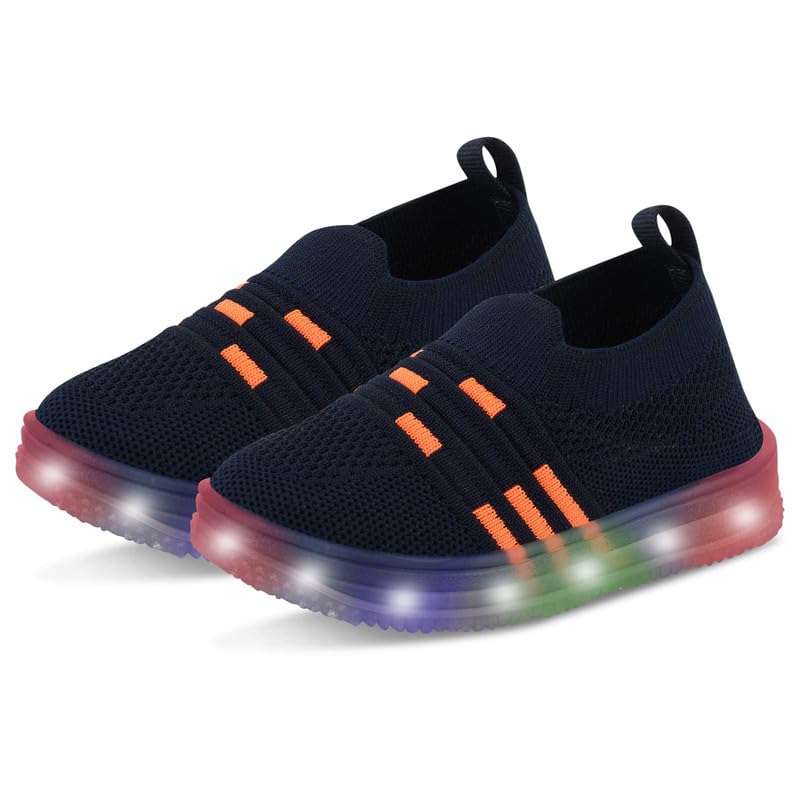 Redburg Kids LED Light Up Shoes, Slip-On Unisex Fashionable LED Sneakers, Casual Shoes (Blue-Orange) (B0D93S38K3) Amazon Price History, Amazon Price Tracker