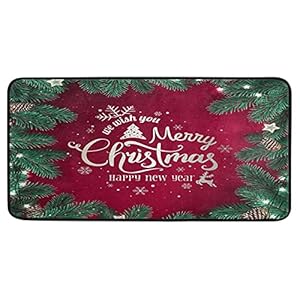 Christmas Rug Kitchen Rugs Runner Merry Christmas Happy New Year Doormat Bath Rugs Mat Non Slip Area Rugs for Bathroom…