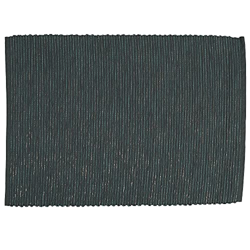 Image of SHM Solus Cotton Ribbed PlaceMats with Lurex for Home (14 * 20 Inches) (Pack of 6) (Dark Green)