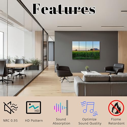8 Paneles acústicos artísticos con escena rural para aislamiento de sonido, tamaño 48"x32", para estudios de grabación y hogar miniatura 5