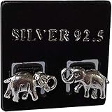 ELLU Par de pendientes de plata de ley 925 con diseño de elefante, para mujer y niña