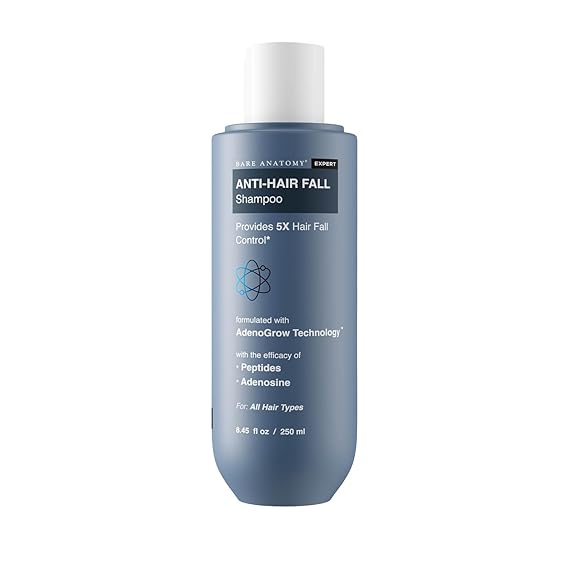 Bare Anatomy Anti Hair Fall Shampoo|5x Hair Fall Control & Growth|Contains Biotin Adenosine, & Peptides| For All Hair Types | For Women & Men | 250ml