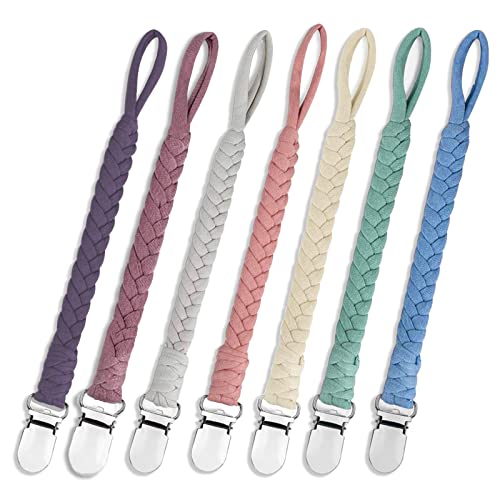 7 Pcs Pacifier Clips For Baby Girls & Boys, Handmade Braided Pacifier Clip Cotton Binky Clips Fits All Pacifiers Pacifier Holder Modern Unisex Smoother Baby Gifts #TOP9
