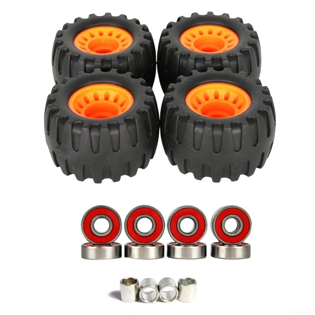 4pcs 76x45mm Off Road Skateboard Wheels Compatible with Standard Skateboards for Trail and Commute Use (Red)