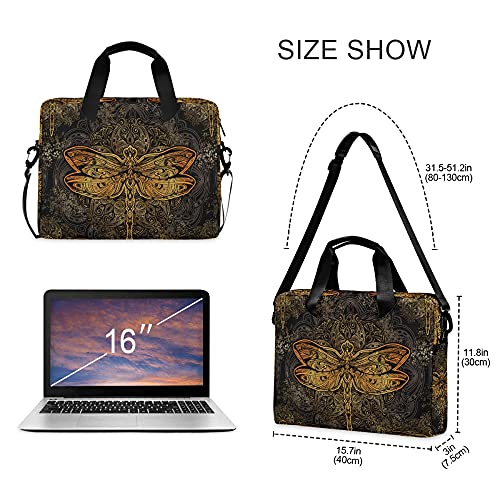 ALAZA Gold Dragonfly Mandala Laptop Case Bag Sleeve Portable Crossbody Messenger Briefcase w/Strap Handle, 13 14 15.6 inch3