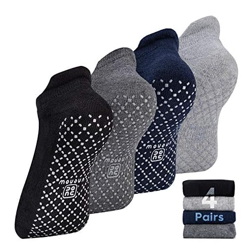 unenow Unisex Non Slip Grip Socks with Cushion for Yoga, Pilates, Barre, Home & Hospital