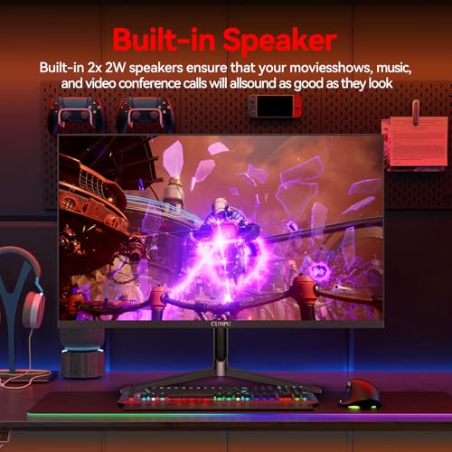 Image of CUNPU 24 Inch Gaming Monitor, FHD 1080P 165Hz Monitor, IPS Display, Free-sync Compatible, 99% SRGB Color Gamut VESA 100 * 100mm Eye Care, Ultra-Slim Frame, Black