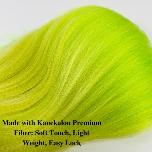 Ombre Braiding Hair Pre Stretched Lime Green Kanekalon Braiding Hair Extensions Feed In Braids #TOP3