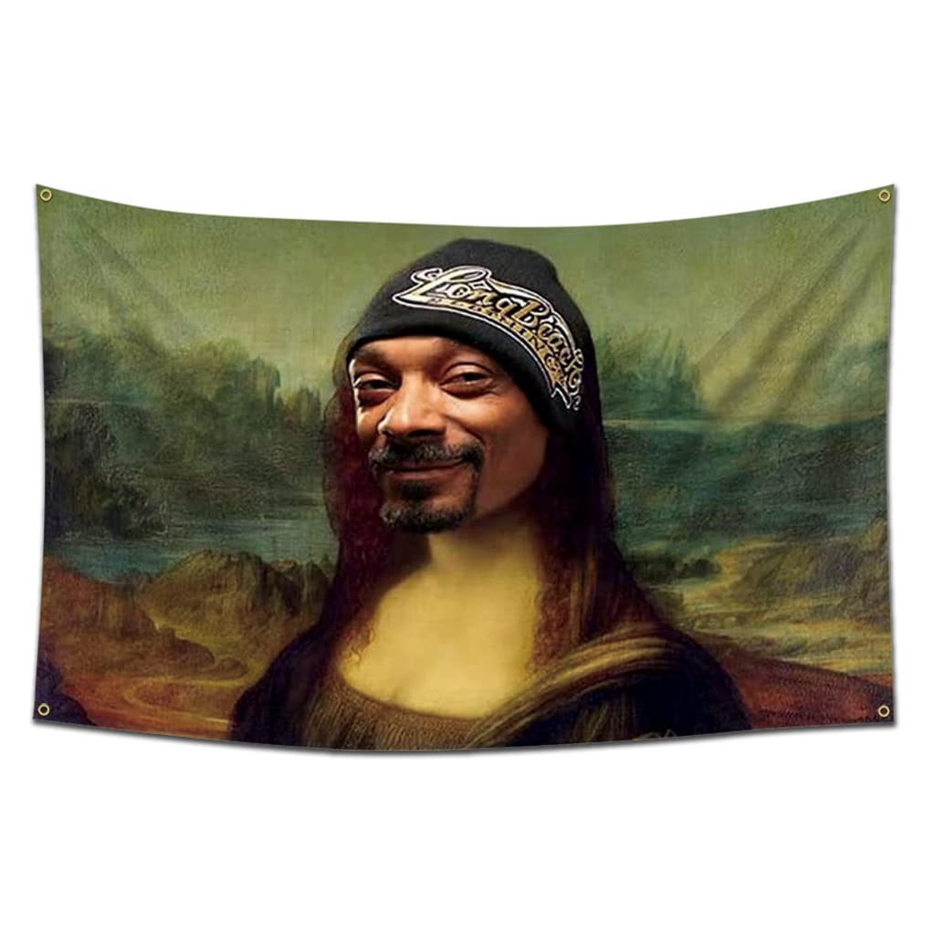 Snoop Mona Lisa Dogg Flag,3x5 Feet Funny House Banner Tapestry with 2 Brass Grommets for College Dorm Decor, Outdoor, Gift, Indoor, Garage, Home,House