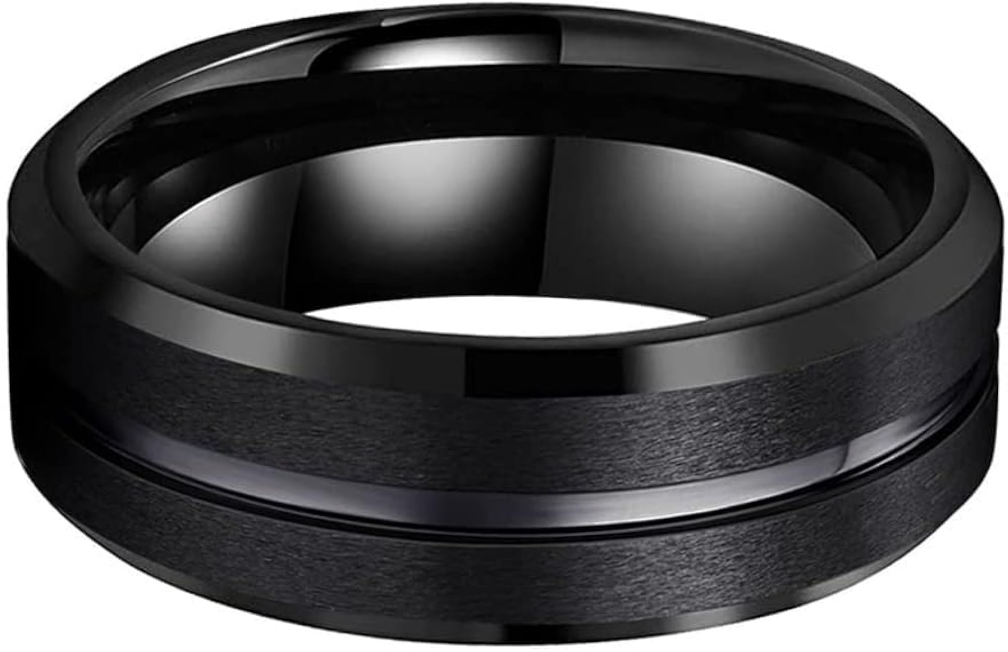 Men's Black Stainless Steel Chain Finger Ring Combo