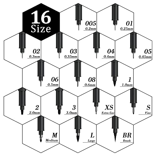 Tebik 16 Pack Calligraphy Pens, Hand Lettering Pens, Brush Markers Black Ink For Beginners Writing, Lettering, Journaling, Art Drawing, Signature, Illustrations And Office School Supplies #TOP2