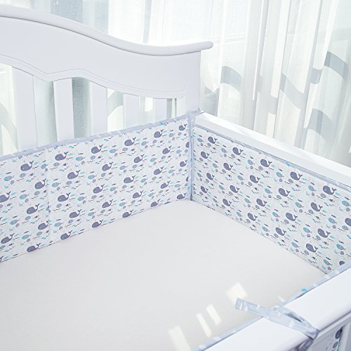 TILLYOU Cotton Collection Baby Safe Crib Bumper Pads for Standard Cribs