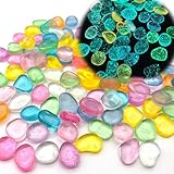 DHER 100 Stück Große Leuchtende Steine, Leuchtet im Dunkeln kieselsteine Bunte Leuchtende Steine Bunte Garten Aquarium Leuchtende Kieselsteine, 2 CM Harz Leuchtende Steine (Sternenlicht)