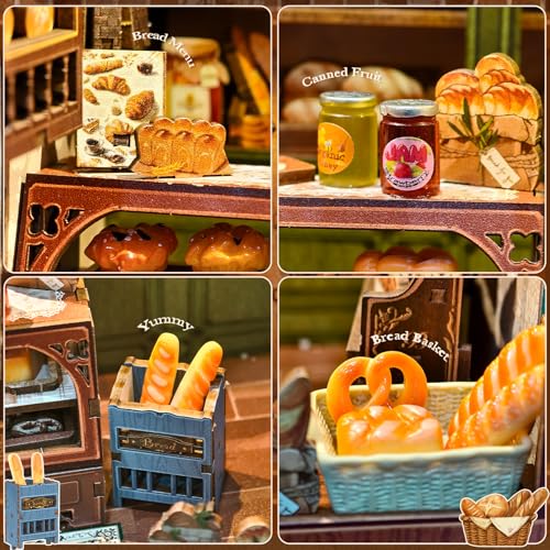 Fsolis Book Nook Bäckerei – Modernes Miniaturhaus mit LED Beleuchtung – Holzpuzzle inklusive Möbelset und Zubehör… – Ansicht 6