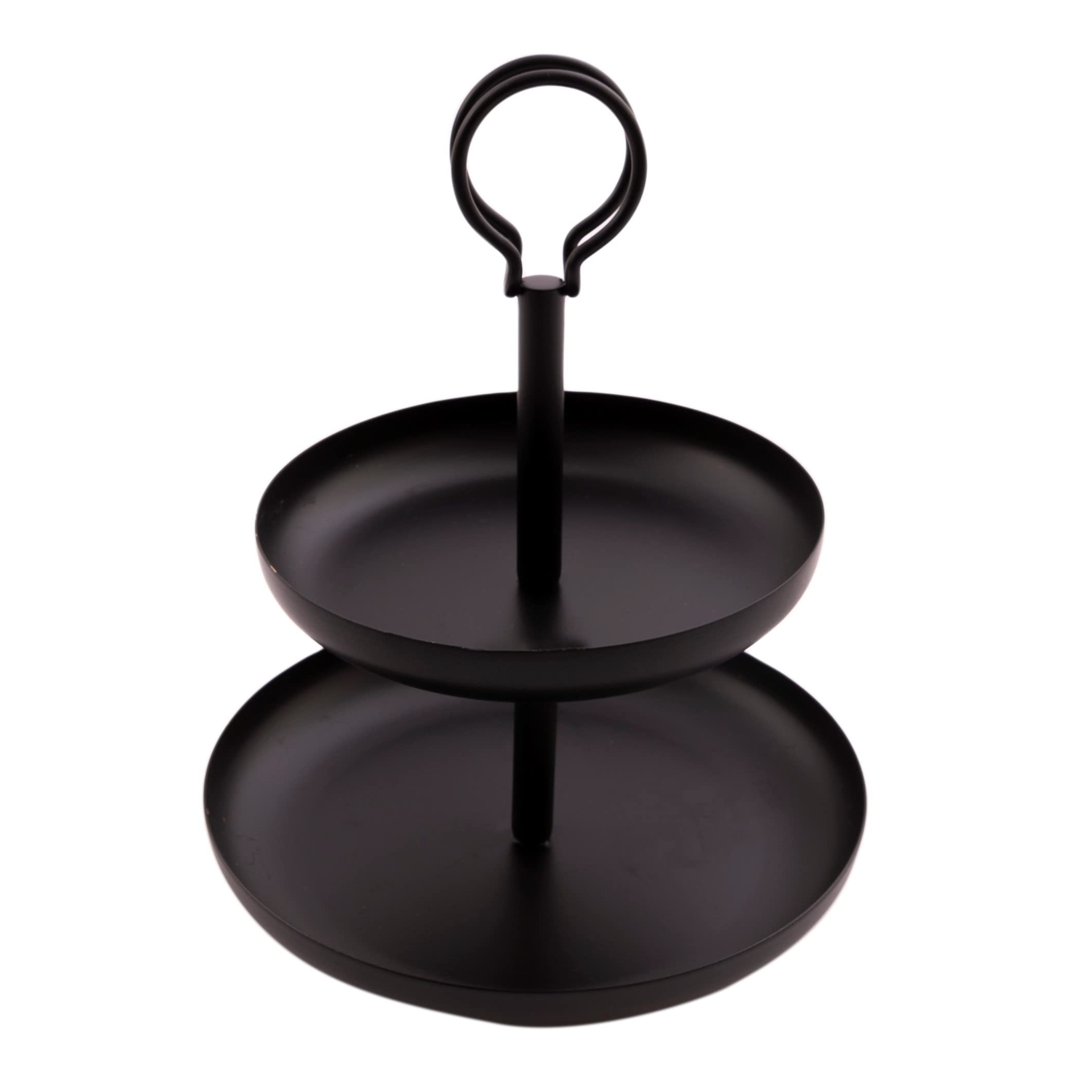 Point-Virgule Alzata per dolci a 2 ripiani, decorazione per feste, in metallo, nero, diametro 20,5 – 16,5 cm