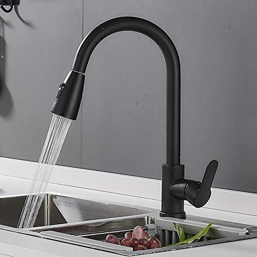 Grifo de cocina extensible negro con boquilla giratoria de dos modos 6