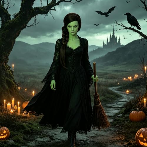 Image of S-noilite Long Black Brown Braid Witch Wig for Women Halloween Cosplay Wig