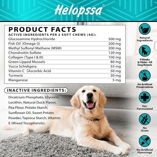 Image of Glucosamine for Dogs - Hip and Joint Supplement for Mobility, Cartilage Health - 30,000 mg per Pack - w / Omega-3 Fish Oil, Chondroitin, MSM - Dog Glucosamine Chews - Ideal for Senior Dogs - 120 Treats