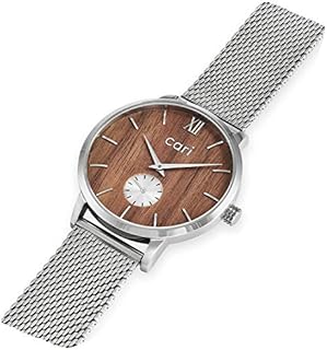 Cari Mesh Milanaise Holzuhr für Herren Männer mit Saphirglas (42mm) - Armbanduhr Helsinki-161