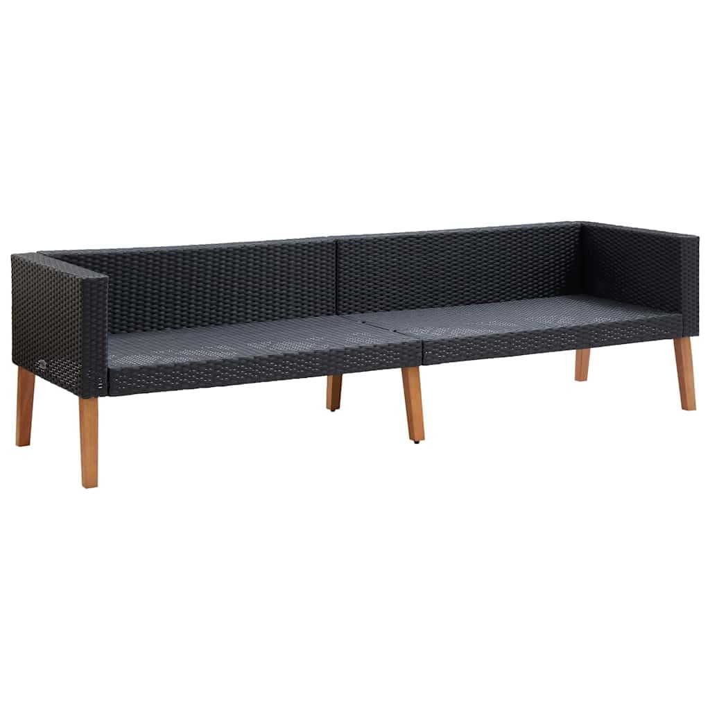 vidaXL Divano da Giardino a 3 Posti con Cuscini in Polyrattan Nero