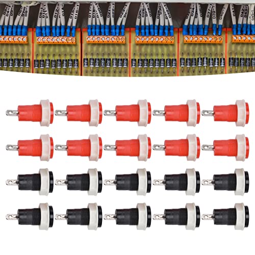 10 Paare Sicherheitsbindungen (rot + schwarz), 32A -Messingterminal mit 4 mm Bananenstopfenbuchse, 12 mm Montageloch für Stromversorgungs- / Testgeräte