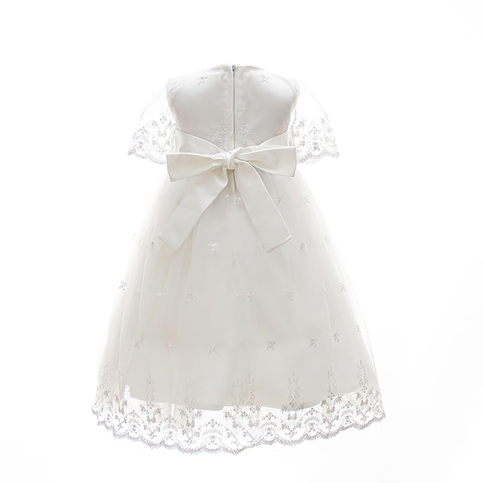 Robe de Baptême pour Bébé Fille Longue Robe de Bénédiction Blanc Mariage Formel Robes pour nouveau-né