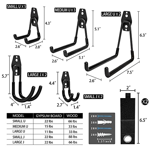 KOFANI Steel Garage Storage Hooks - 16 Pack Anti-Slip Coating, Heavy Duty Wall Mount Hooks for Hanging Bike, Ladder, Garden Tools by KOFANI - Image 2