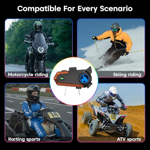 Image of Sounce Jarvis Ride-X Bluetooth Motorcycle Helmet Headset with 50mm Wireless Speakers Dual Rider Intercom 600m Range Music Sharing Voice Control 1000mAh Battery IPX6 Waterproof for All Helmets (Black)