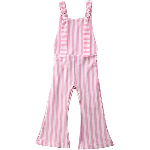Toddler Kids Baby Girl Stripes Bell-Bottom Jumpsuit Romper Overalls Pants Outfits