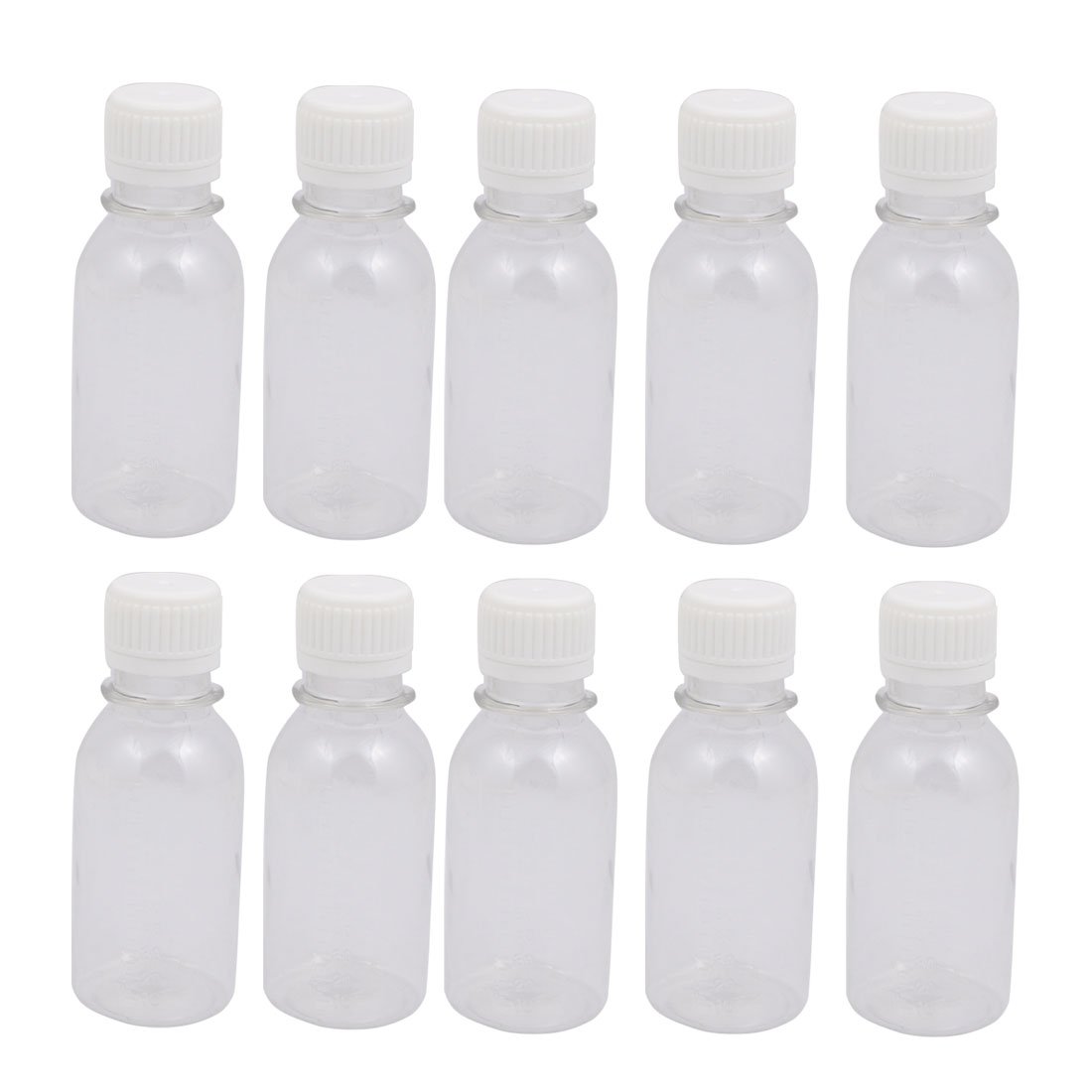 Aexit 10Pcs 100ml gauge Plastic Bottle Transparent DIY Round Bottle w White Cover