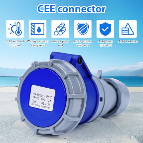 250V 16A 2P+E Industrial Adapter - Image 3