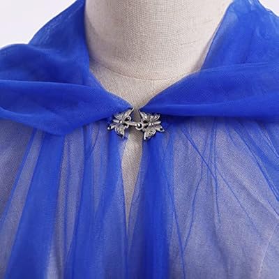 Damen Hochzeit Tüll Umhang Kapuze Elf Umhang Brautkleid Robe mit langem Zug – Bild 4