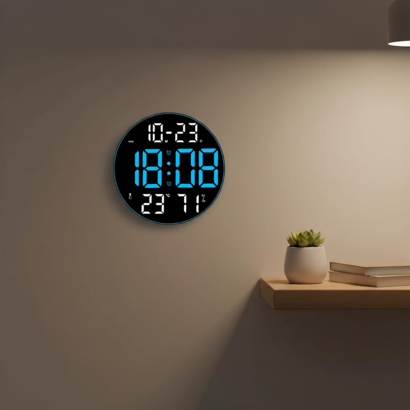KESOTO Orologio da Parete Digitale Orologio Orologio da Muro Orologio Moderno con Schermo LED Definito Cifre Extra Grandi Data Temperatura Umidità Profilo, Azzurro