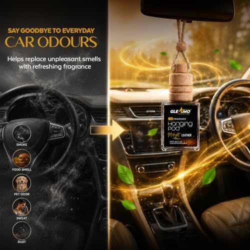 Image of Midnight Leather Car Perfume Air Freshener (Pack of 2) | Long Lasting Car Air Freshener with Rich Leather Fragrance | Premium Car Freshener | Car Fragrance for Cars, SUVs, & Hatchbacks | 20ml
