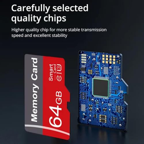 Image of 2 Pack Memory Card 64GB with Adapter, High Speed TF Card, UHS-I C10 A1 Memory TF Card for Tablet /Mobile Phone /Camera /Car Audio /Game Console (64, GB)