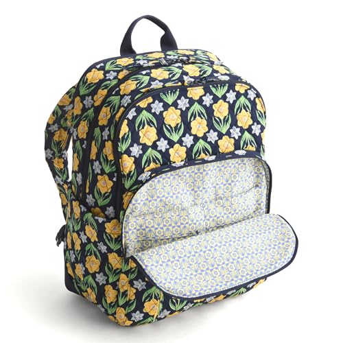 Image of Vera Bradley Women's Premium Cotton Large Bancroft Backpack, Daffodils, One Size
