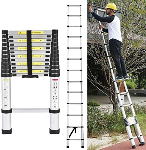 20FT Aluminum Telescoping Ladder, Extendable Multi-Purpose Ladder for Home, Rooftop, RV, Outdoor Work, 150kg Load Capacity, Black Color, Compact & Portable Design