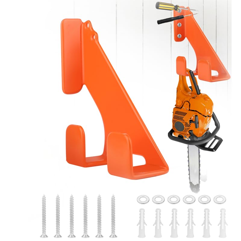 Chainsaw Holder Hanger, Heavy Duty Chainsaw Wall Mount with Rubber,Space Saving Chainsaw Storage for Garage, Shop & Shed Organization, Easy Install Chainsaw Rack