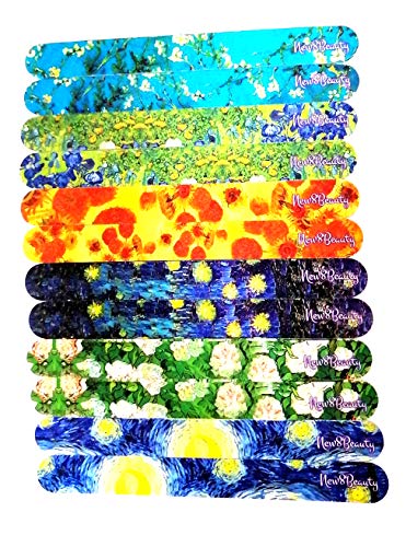 New8Beauty Emery Board Famous Art Van Gogh Starry Night (12-Pack) - Compact Nail Files - Stocking Stuffers Premium Quality Gift Ideas for Women and Men